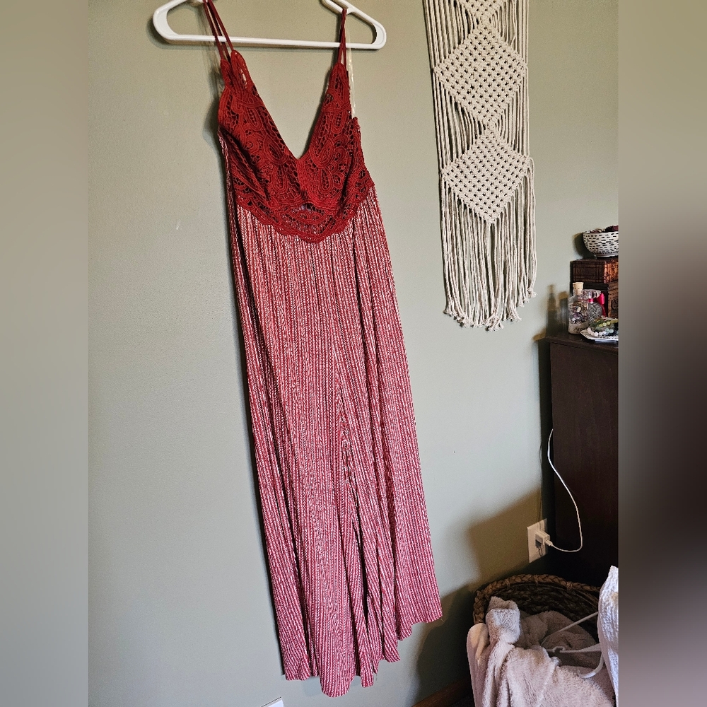 Main Strip Red Stripe Wide Leg Jumpsuit